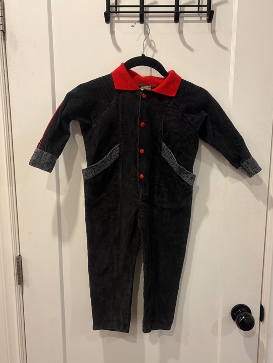 Winnie-the-Pooh Other - Vintage Winnie the Pooh Kids Black Corduroy Jumpsuit Red accents
